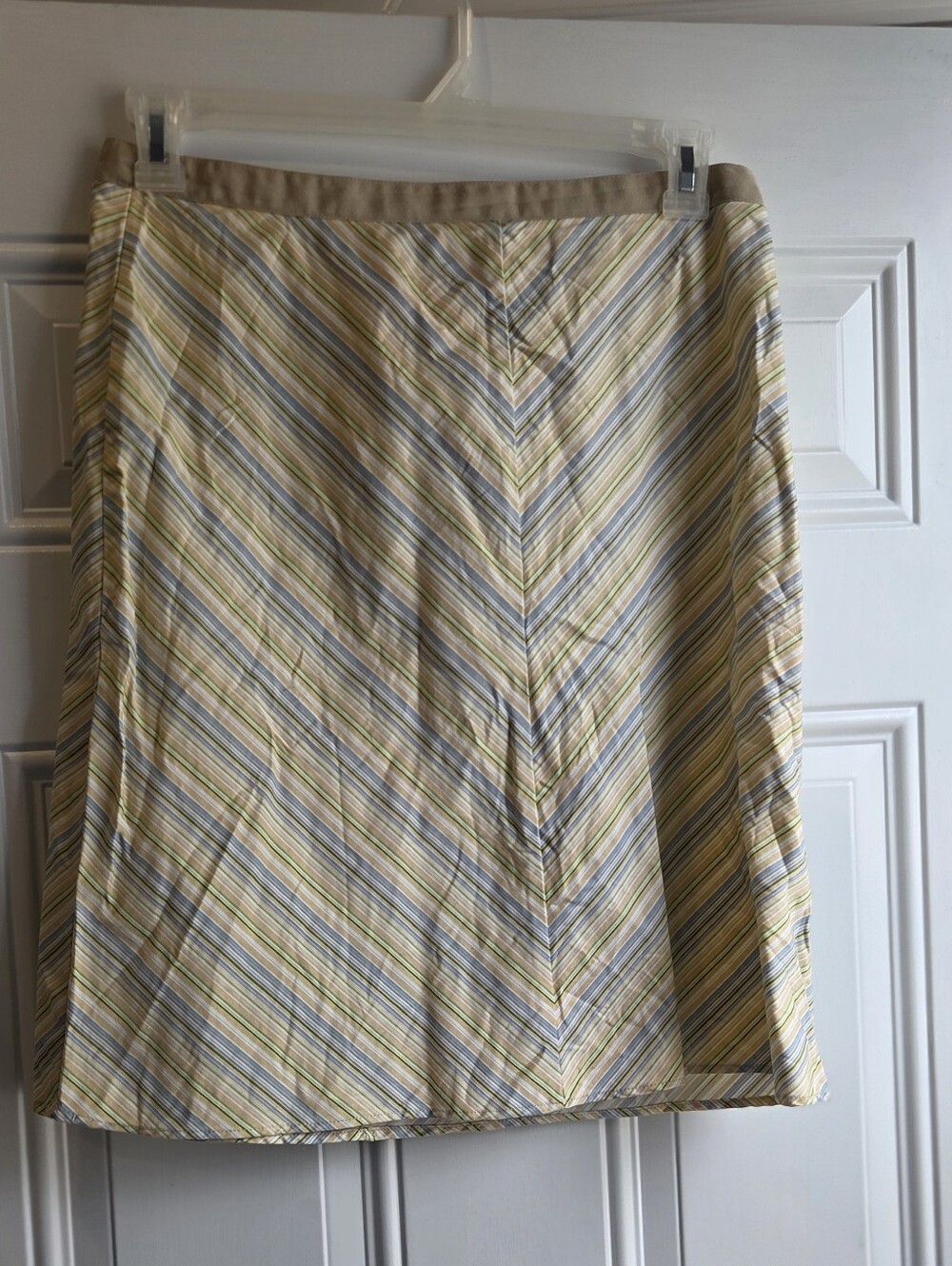 Outline Striped A-Line Women's Skirt in Beige and Pastel Stripes Size 12